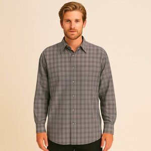 Arnold Palmer Mens Y2k Vintage Blue Plaid Casual Long Sleeve Shirt Size XL